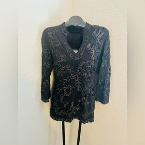 Lauren Michelle London Milan New York Paris black tunic top women’s size medium